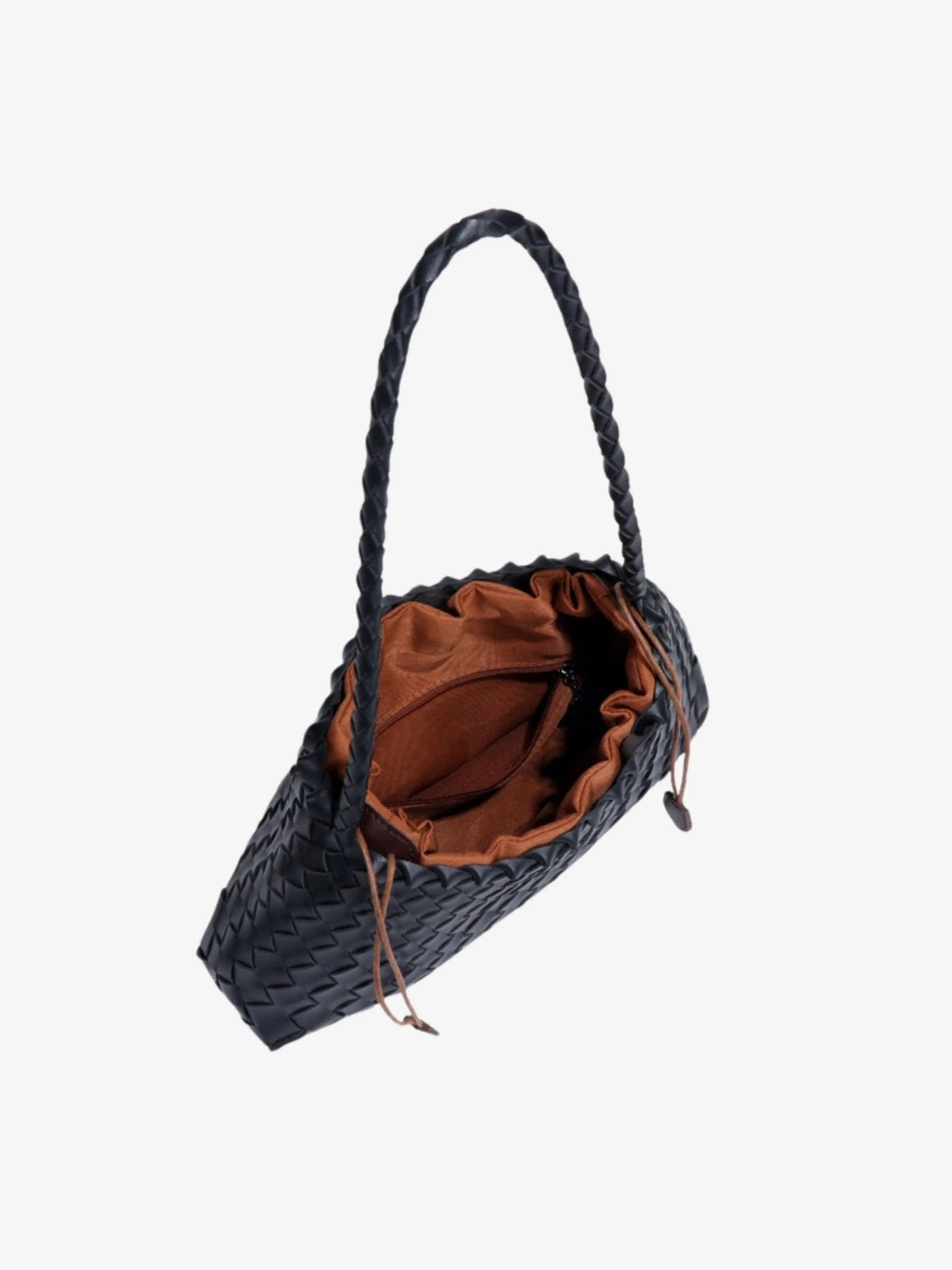 Ella | Elegant Black Woven Leather Shoulder Bag