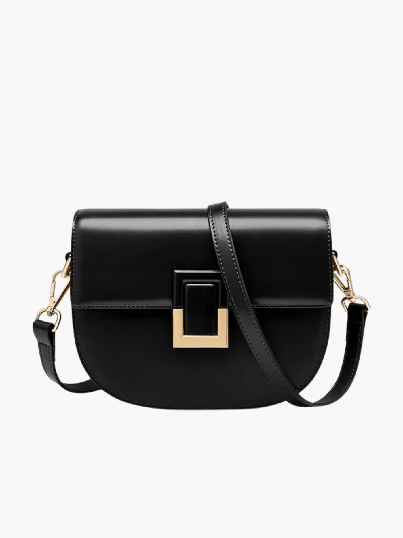 Emma | Sleek Leather Shoulder Bag with Geometric Lock