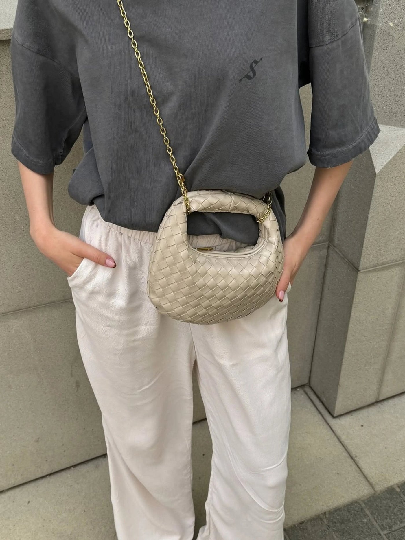 Gina | Mini Woven Leather Chain Bag