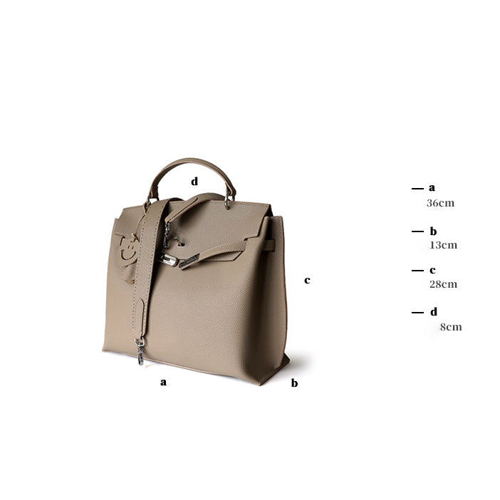 The Lilly | Luxury Taupe Grain Leather Satchel Bag – Elegant & Spacious