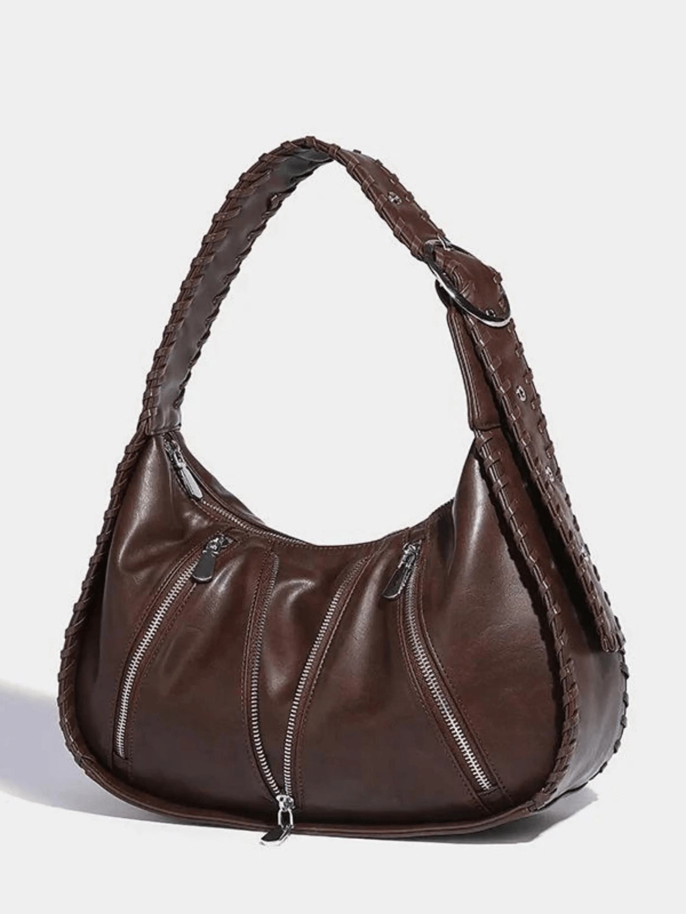 Helena | Chic Leather Shoulder Bag with Zipper Details