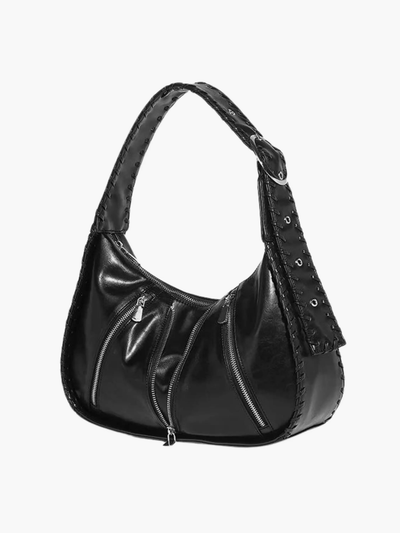 Helena | Chic Leather Shoulder Bag with Zipper Details