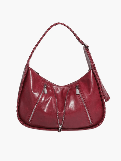 Helena | Chic Leather Shoulder Bag with Zipper Details