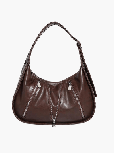 Helena | Chic Leather Shoulder Bag with Zipper Details