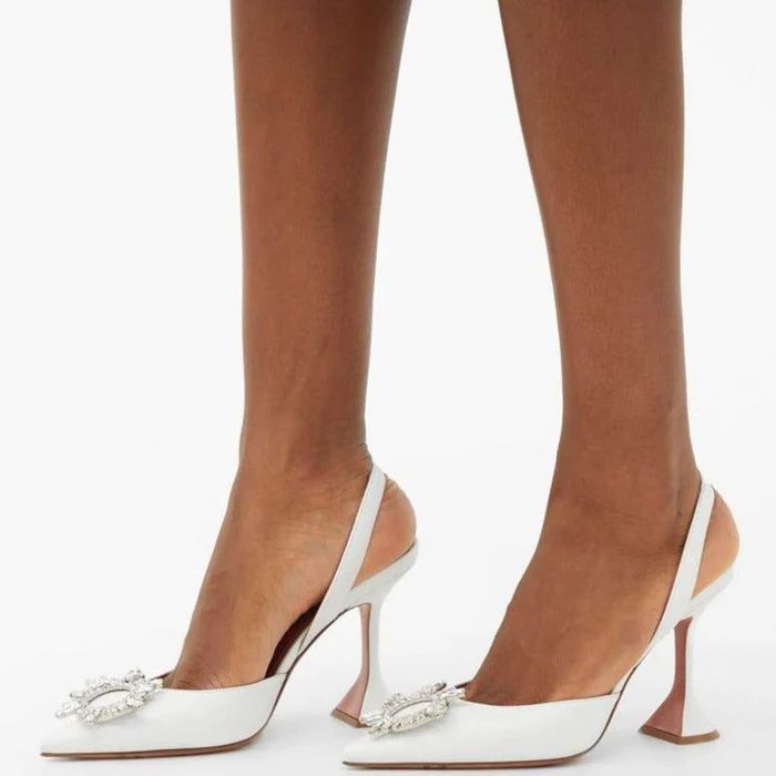 Cyrene - Pointed Toe Crystal Pumps Heels