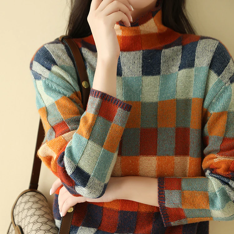 Rio™ | Colourful Patchwork Turtleneck Sweater