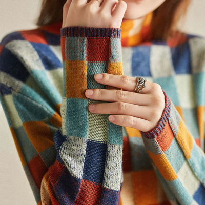 Rio™ | Colourful Patchwork Turtleneck Sweater