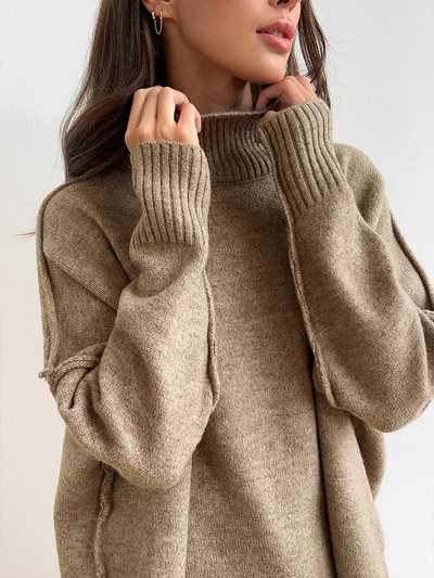 Morwen - Oversized Turtle-Neck Knitted Two-Piece Set