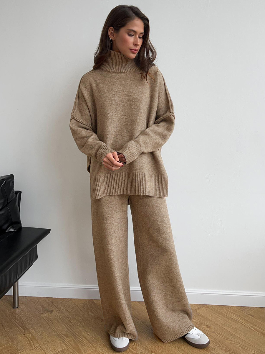 Morwen - Oversized Turtle-Neck Knitted Two-Piece Set