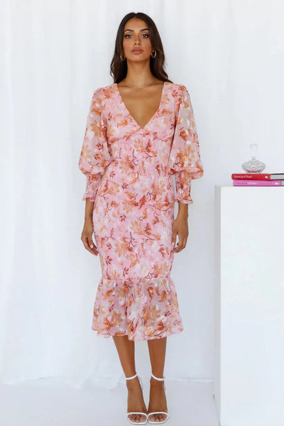 Nevara - Midi Dress With Flower Print