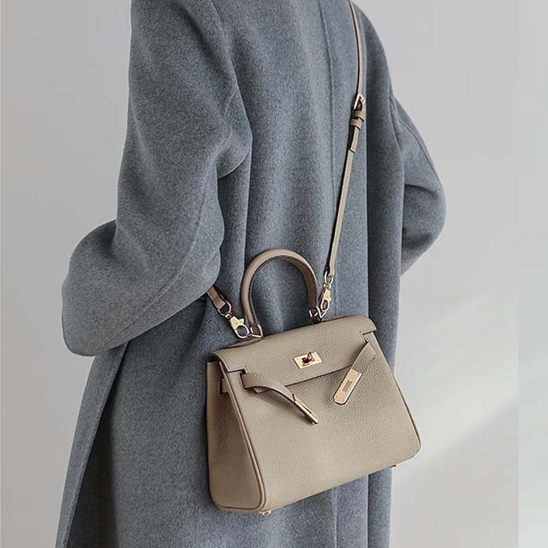 The Abby | Luxury Taupe Leather Handbag – Elegant & Timeless