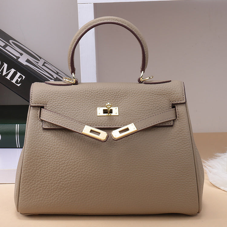 The Abby | Luxury Taupe Leather Handbag – Elegant & Timeless