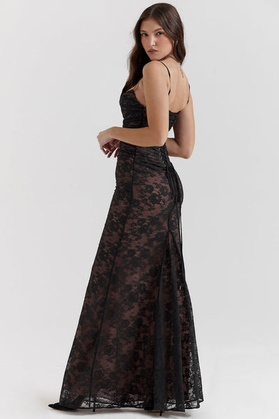 Meira - Shoulder-On Floral Lace Maxi Dress