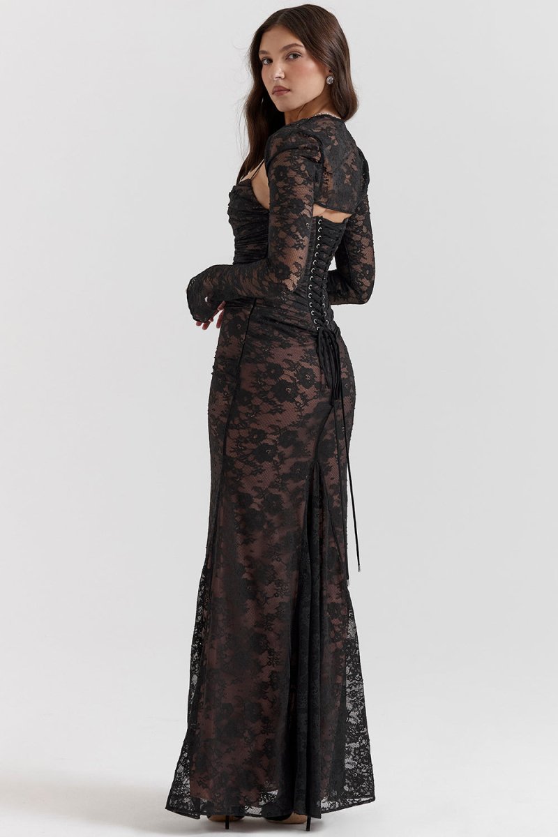 Meira - Shoulder-On Floral Lace Maxi Dress