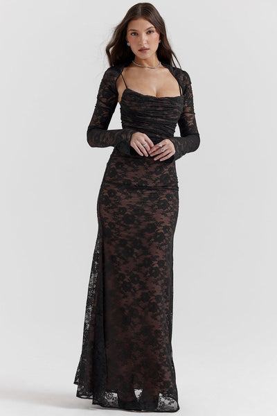 Meira - Shoulder-On Floral Lace Maxi Dress