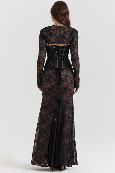 Meira - Shoulder-On Floral Lace Maxi Dress