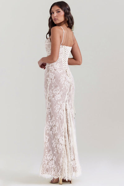 Meira - Shoulder-On Floral Lace Maxi Dress