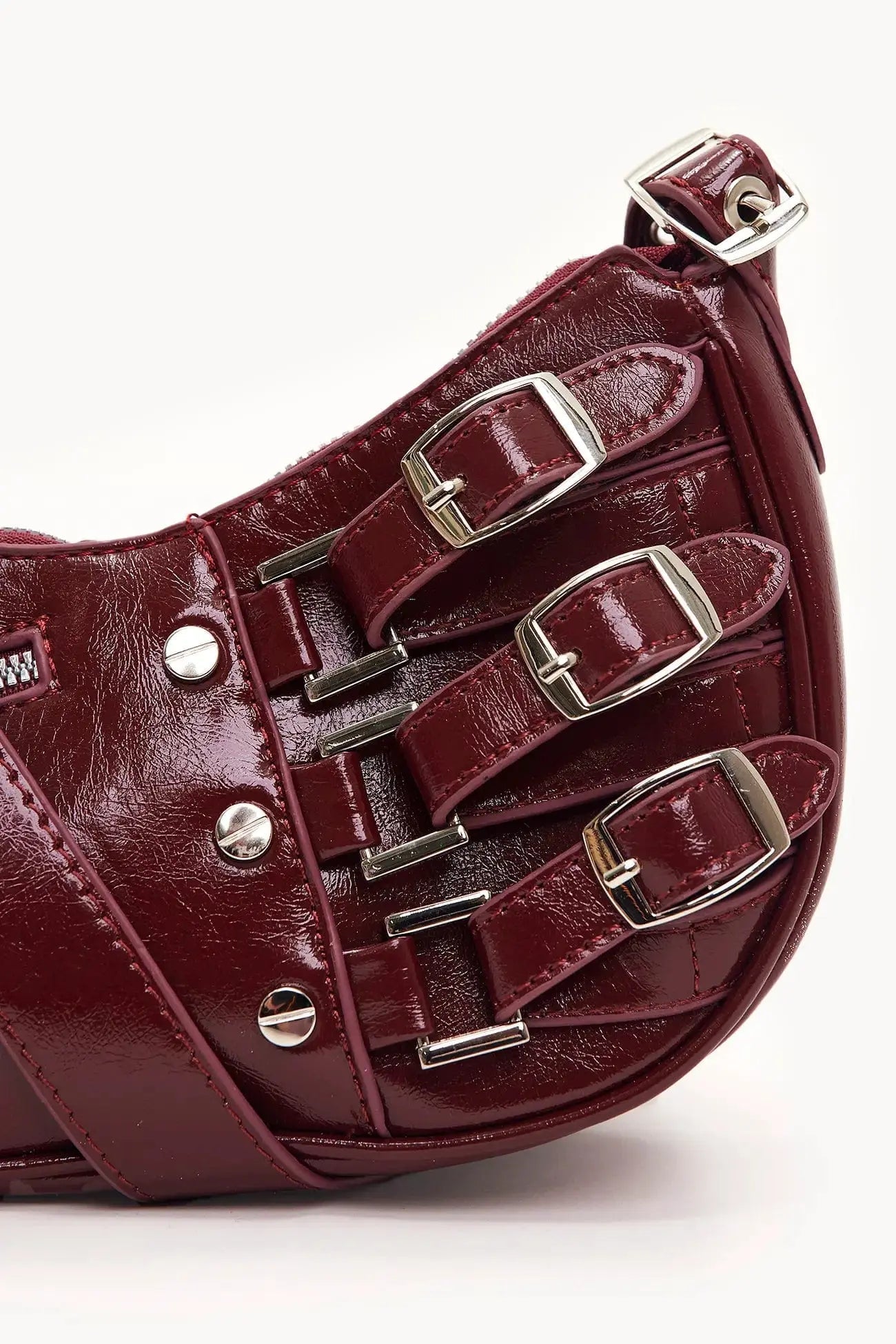 Madelon | Luxury Red Leather Shoulder Bag with Metal Details