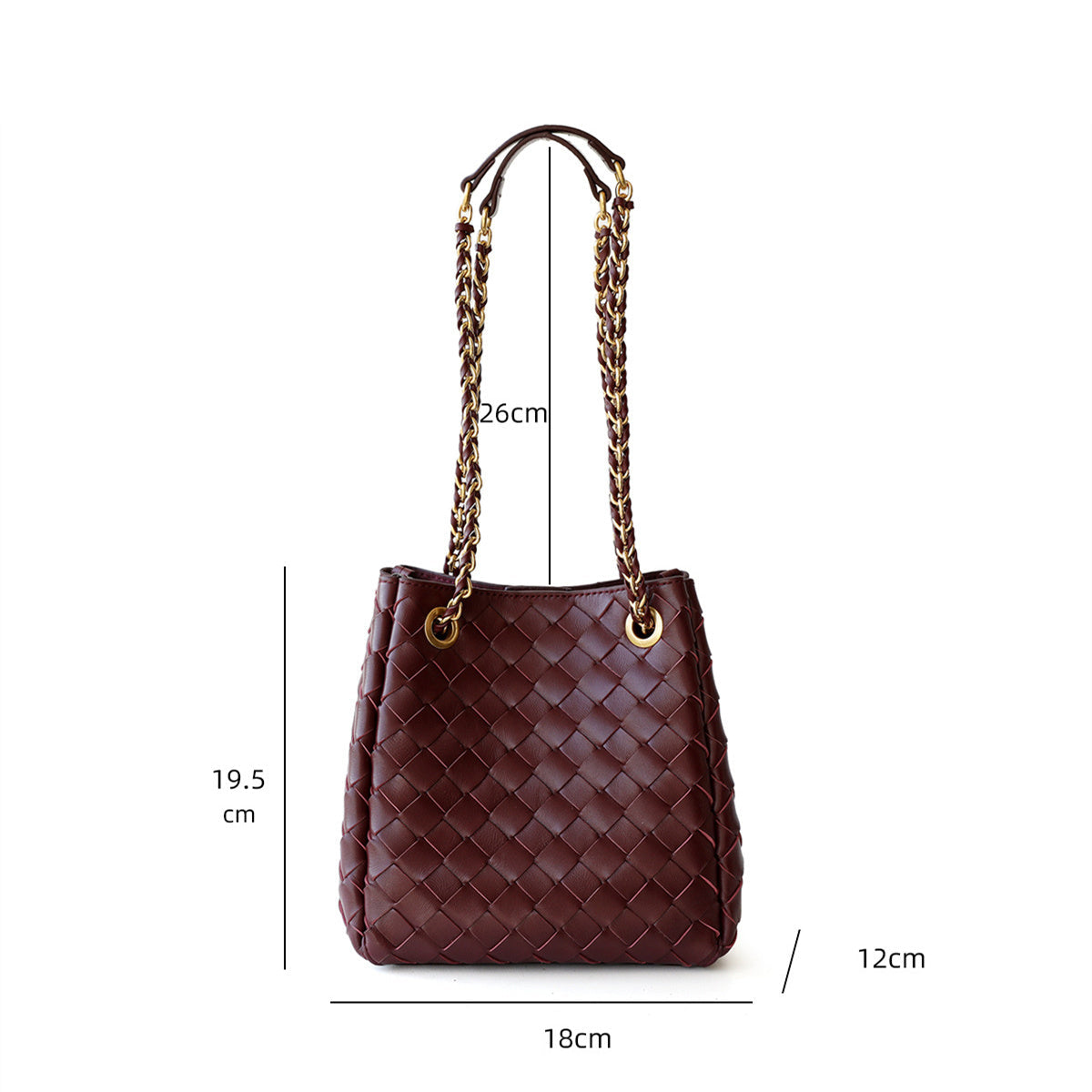 The Chantall | Luxury Wine Red Woven Leather Bucket Bag – Elegant & Stylish