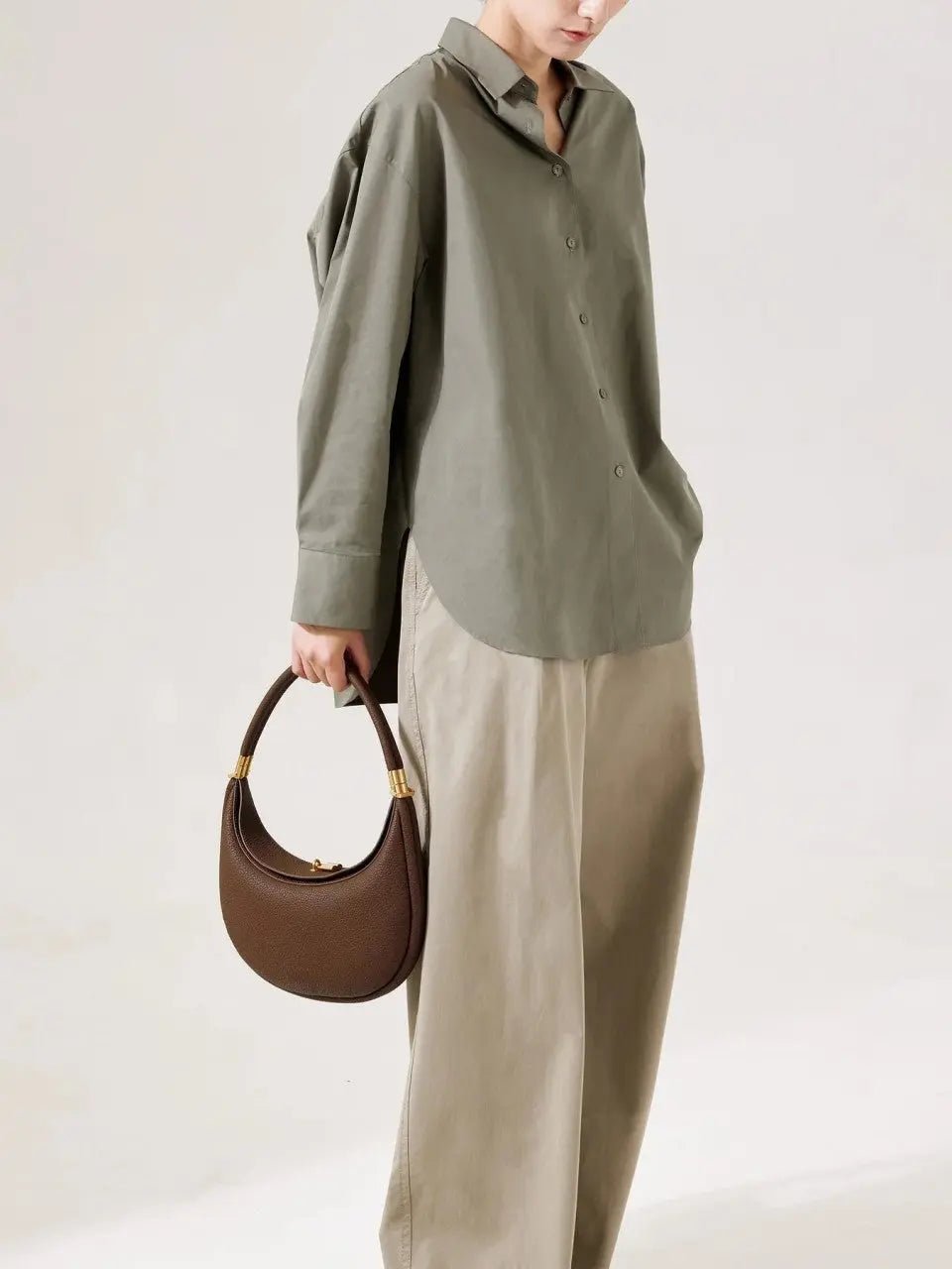 Olivia | Curved Leather Shoulder Bag