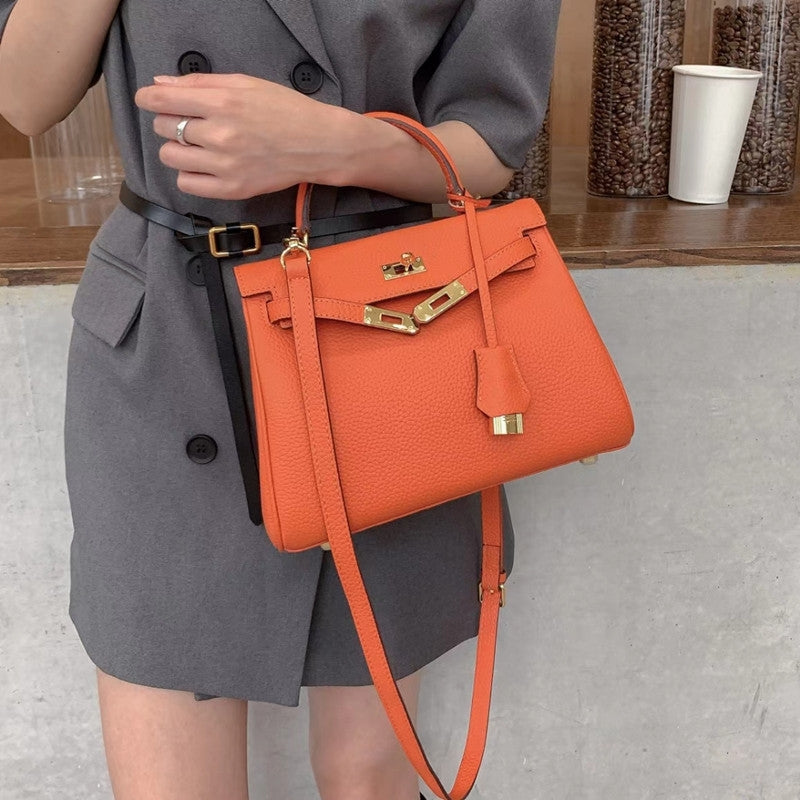 The Abby | Luxury Orange Leather Handbag – Bold & Elegant