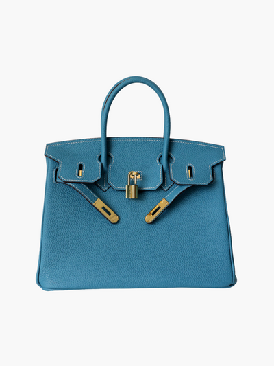 The Tabby | Luxury Litchi-Grain Leather Handbag – Ocean Blue