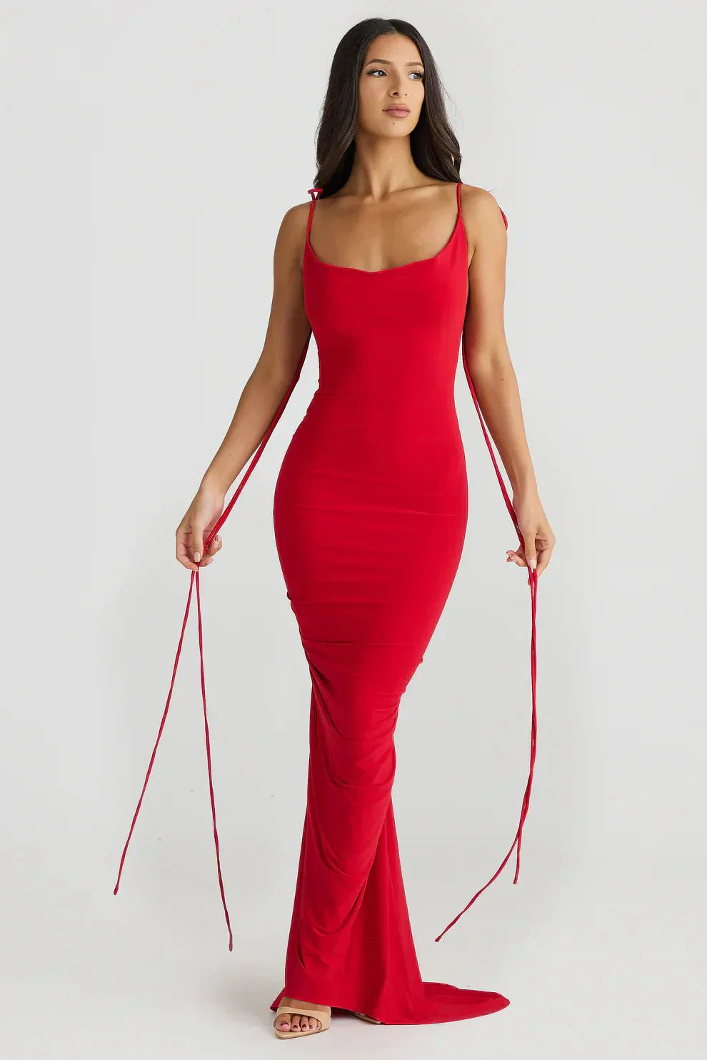 Jasira - Backless Rose Knot Maxi Dress