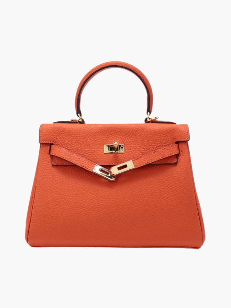 The Abby | Luxury Orange Leather Handbag – Bold & Elegant