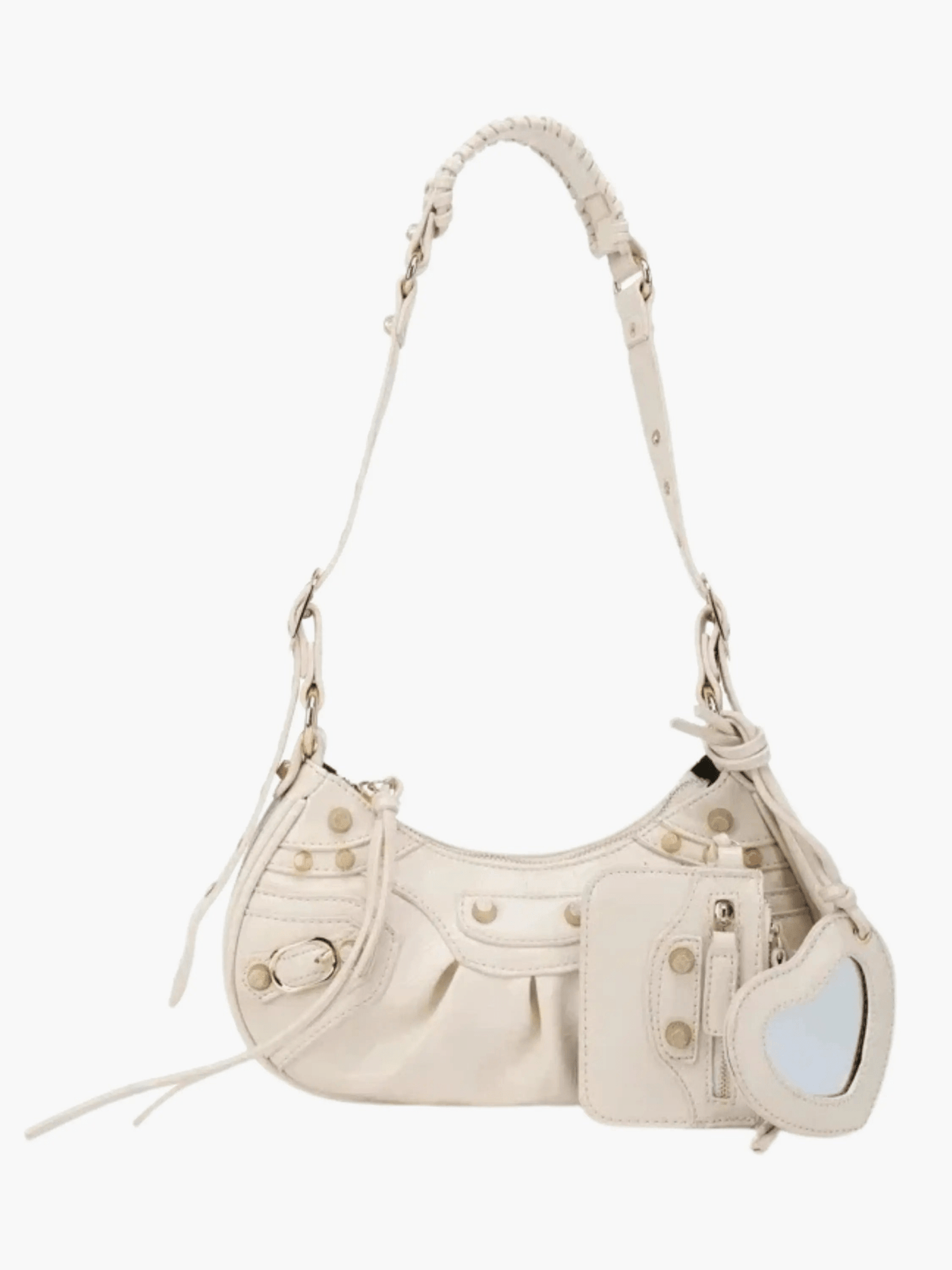 Zoey | Studded Patent Leather Shoulder Bag with Charm Details