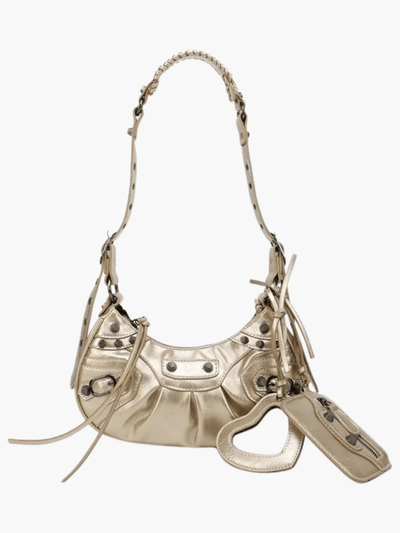 Zoey | Studded Patent Leather Shoulder Bag with Charm Details